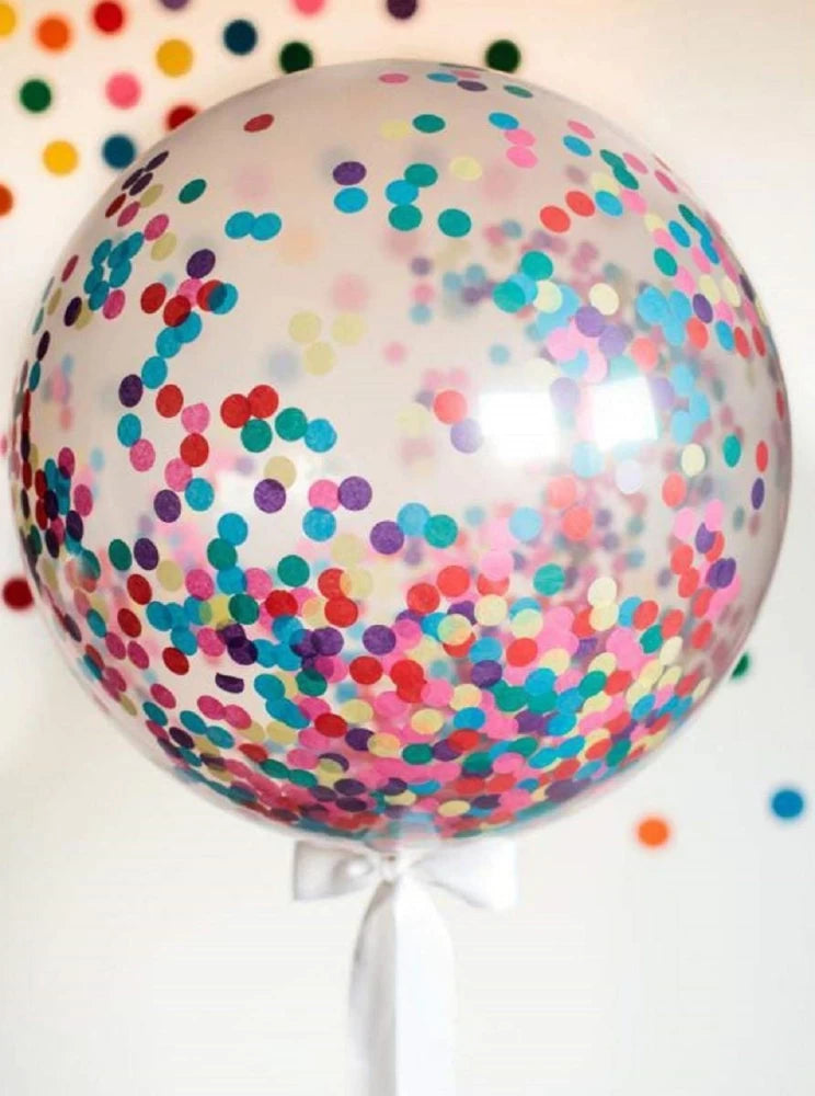SKU-101015 Helium 45cm Confetti Balloon with Tassels and Ribbon