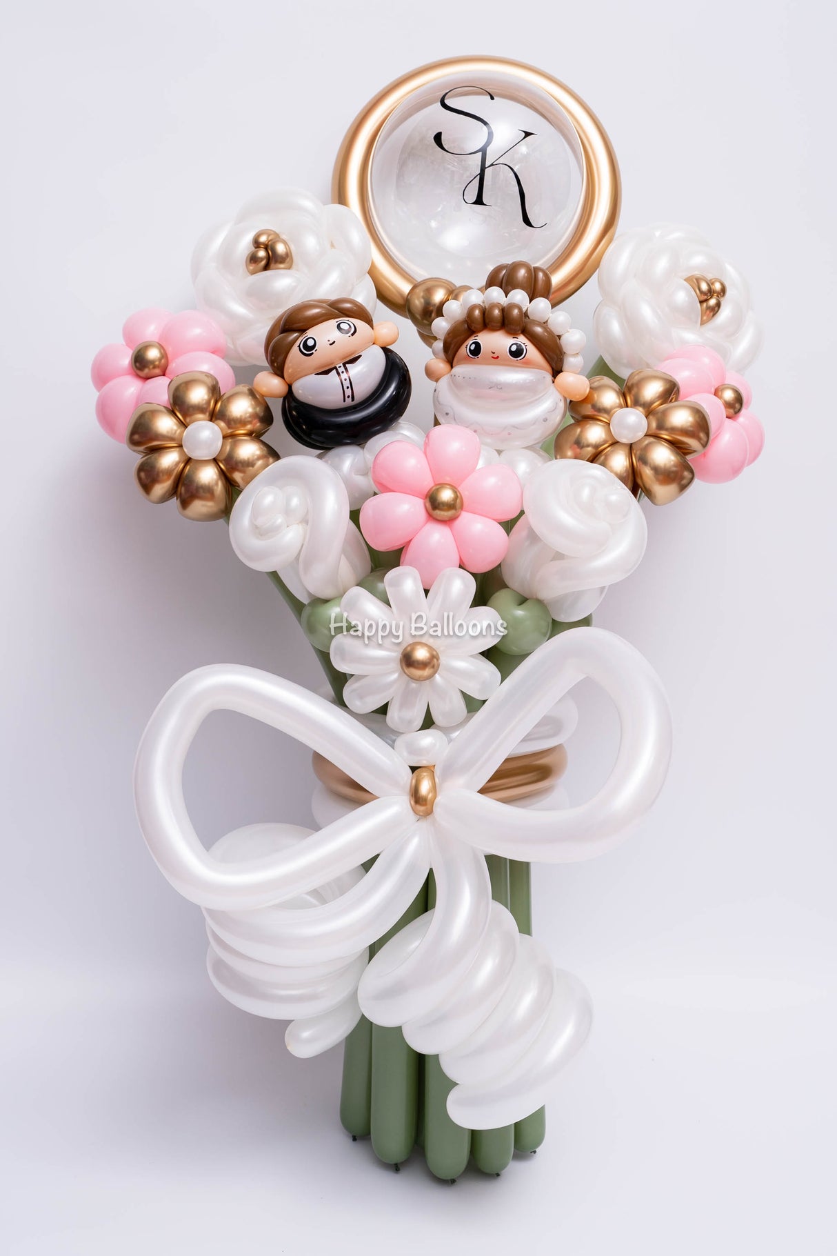 SKU-102039 Wedding balloon flowers bride and groom