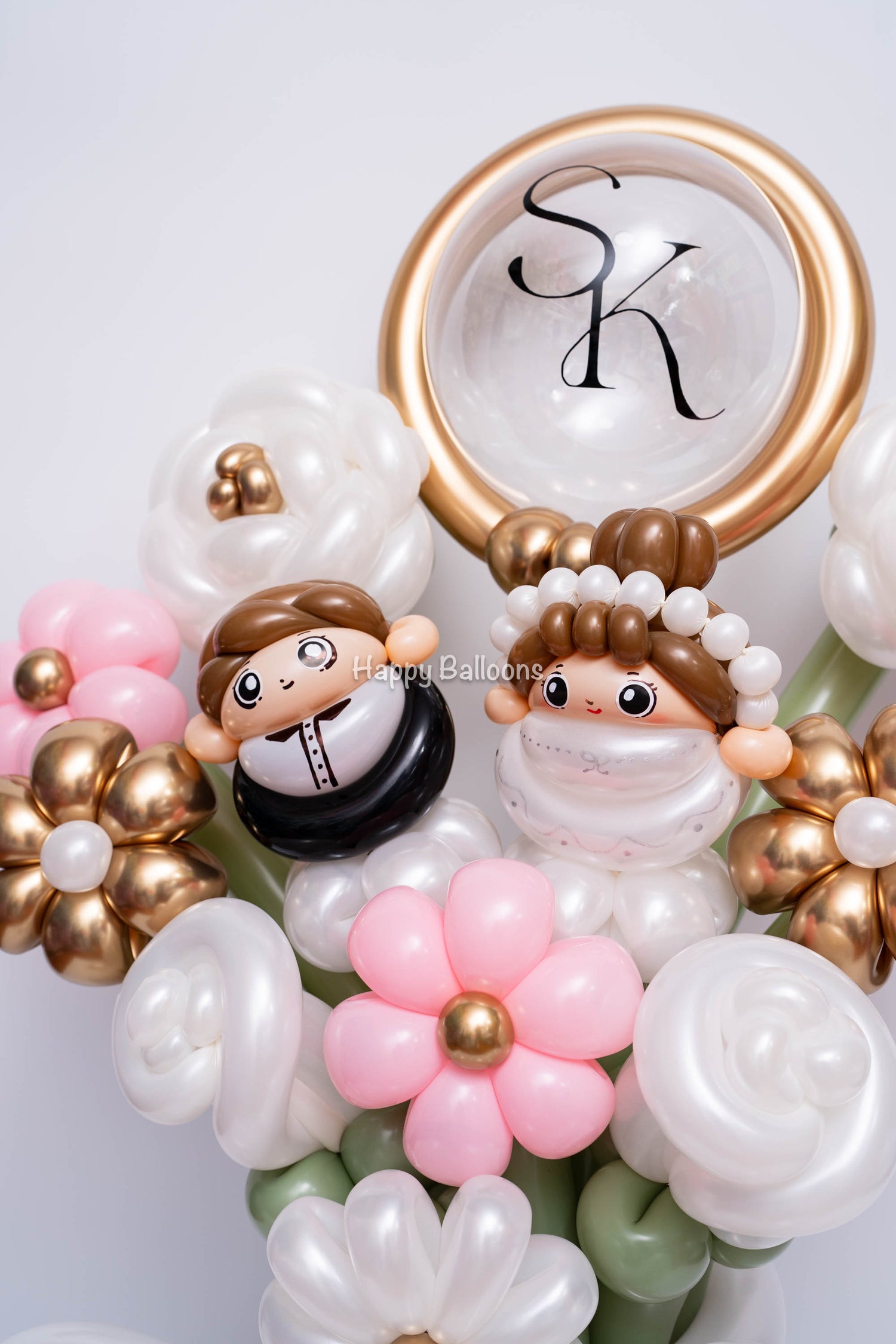 SKU-102039 Wedding balloon flowers bride and groom