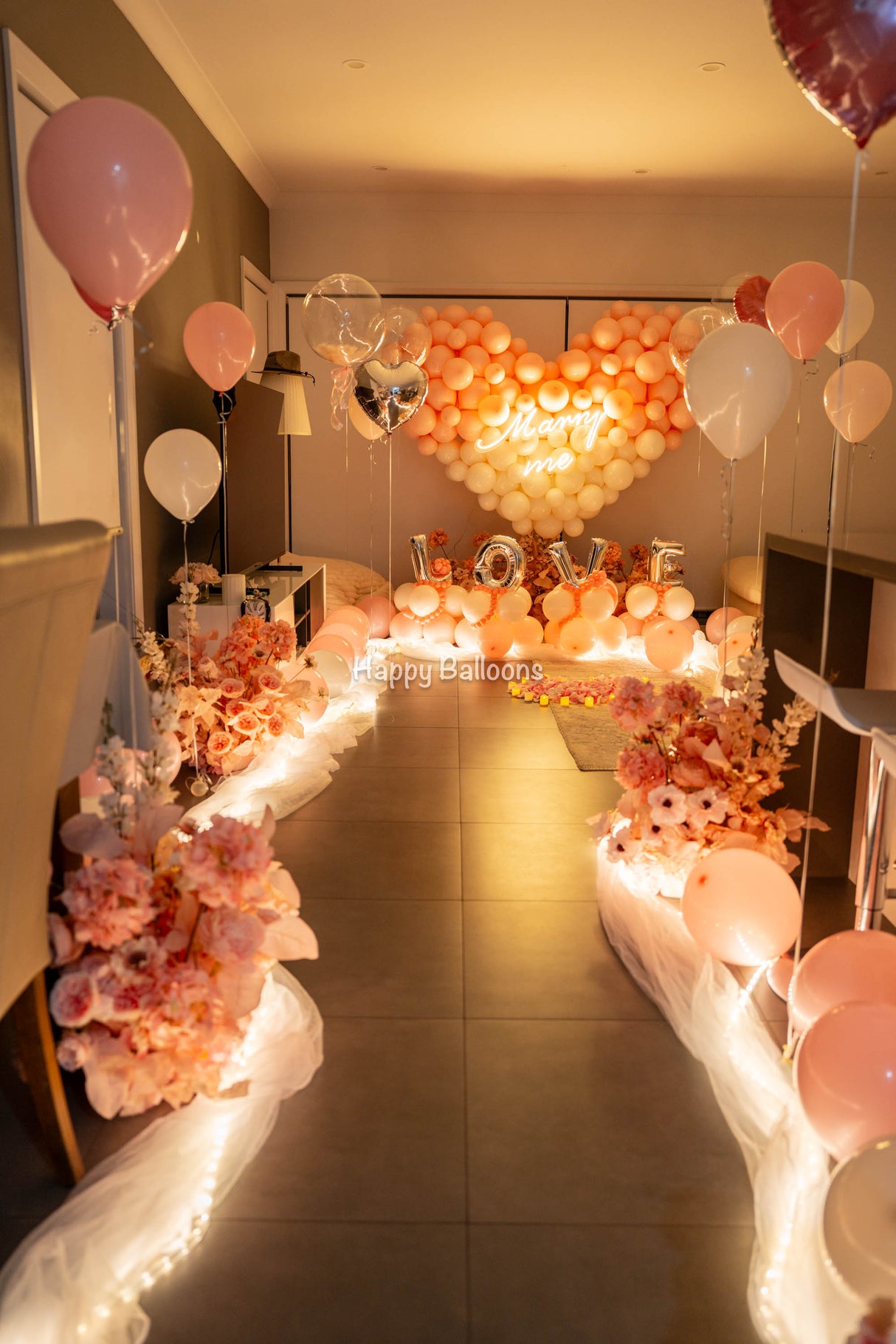 SKU-402014 Wedding/Proposal Balloons heart + Floral arrangements Combo