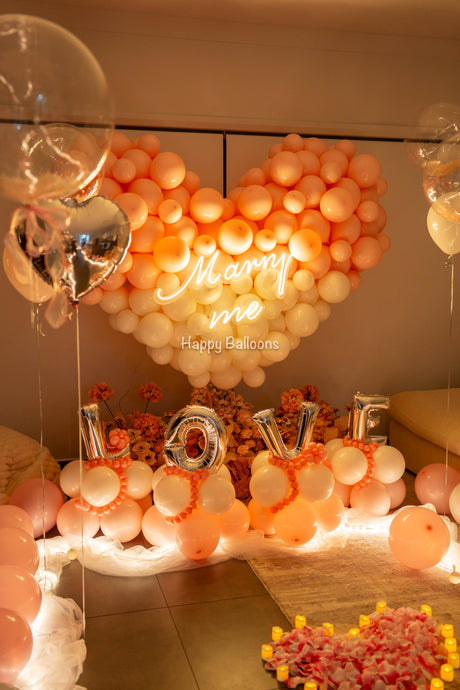 SKU-402014 Wedding/Proposal Balloons heart + Floral arrangements Combo
