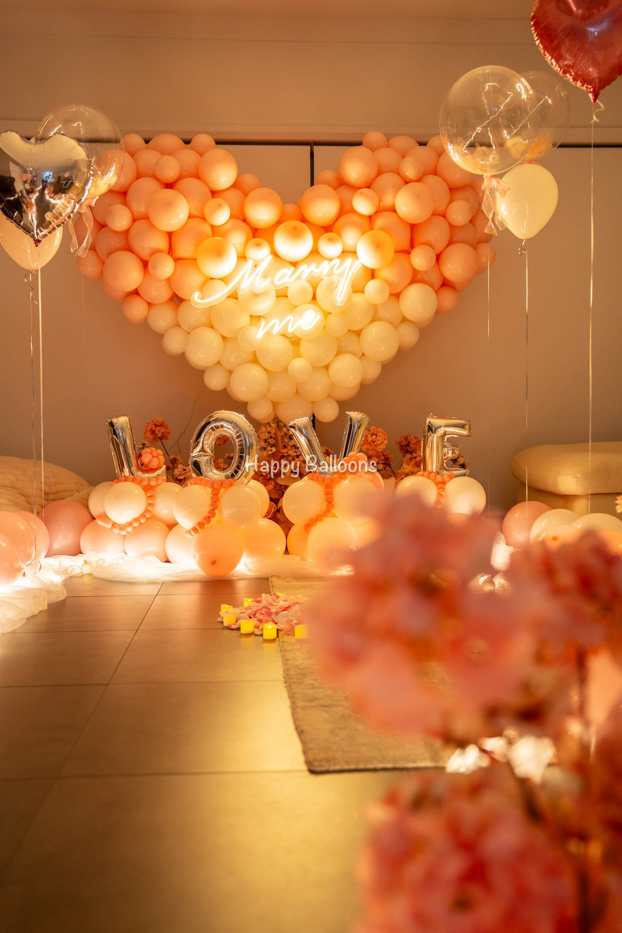 SKU-402014 Wedding/Proposal Balloons heart + Floral arrangements Combo