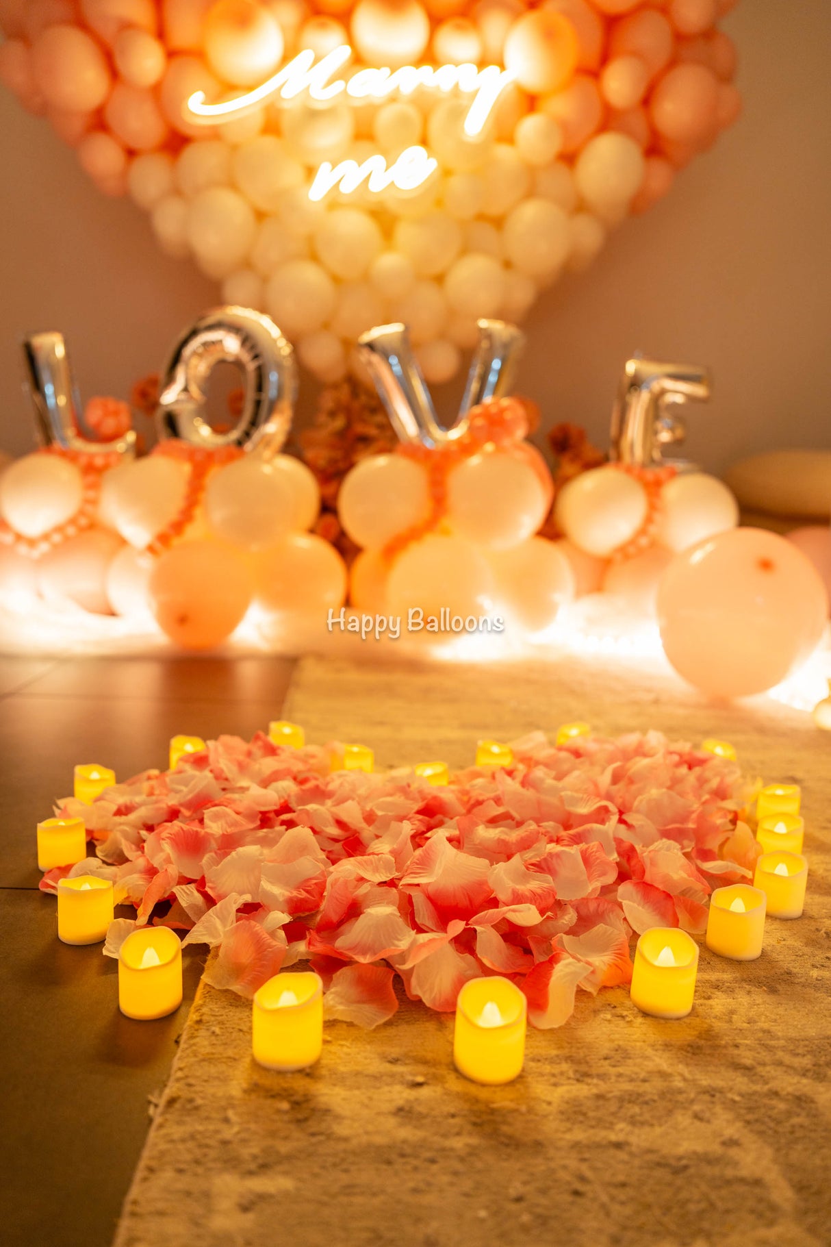 SKU-402014 Wedding/Proposal Balloons heart + Floral arrangements Combo