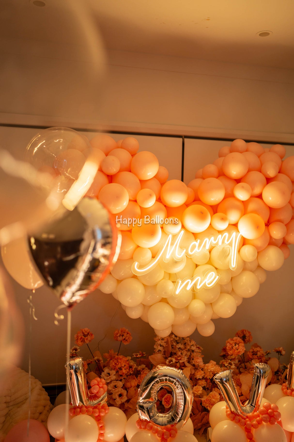 SKU-402014 Wedding/Proposal Balloons heart + Floral arrangements Combo