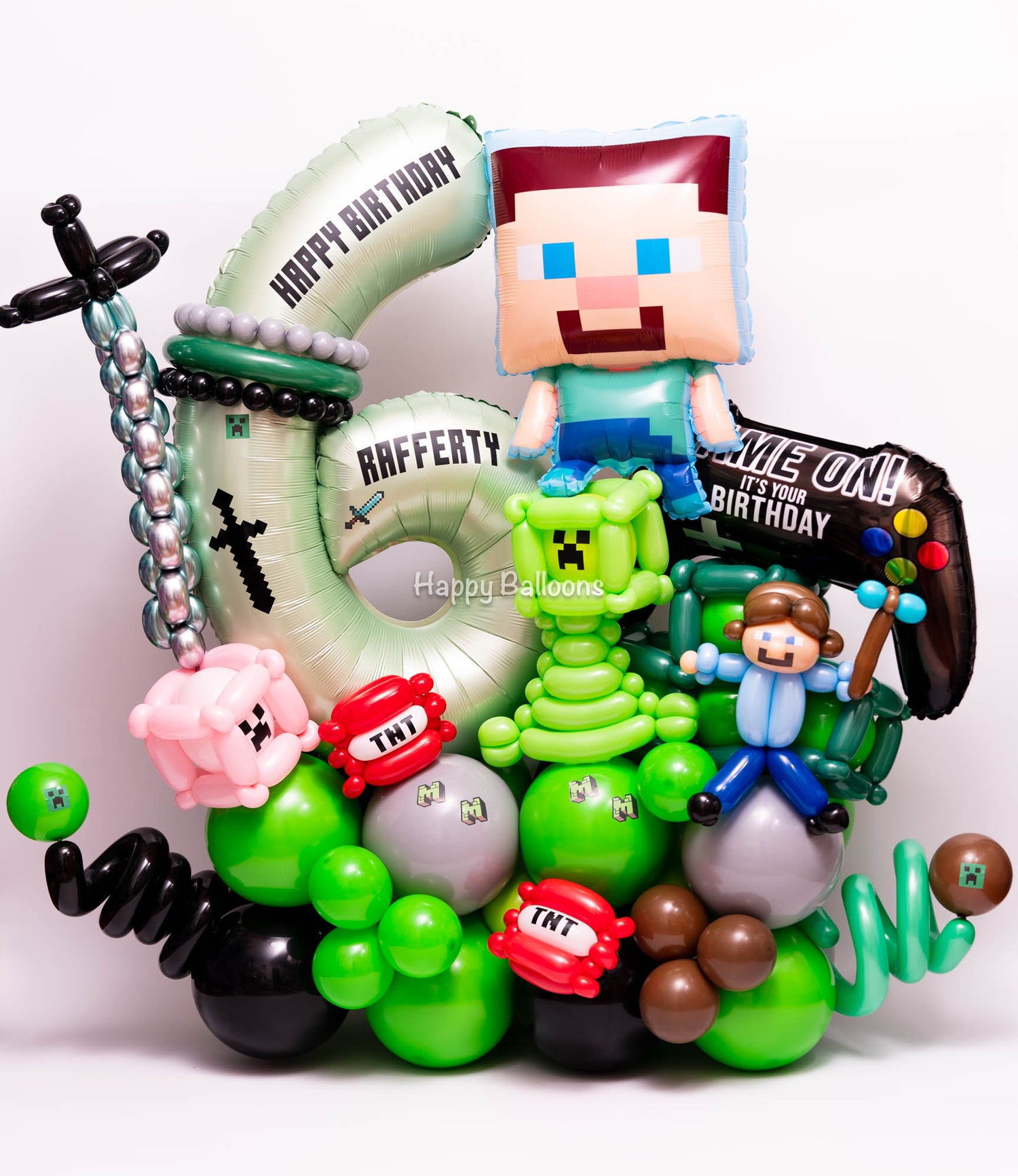 SKU-301042 Minecraft Number Balloon Set + Helium balloons Combo