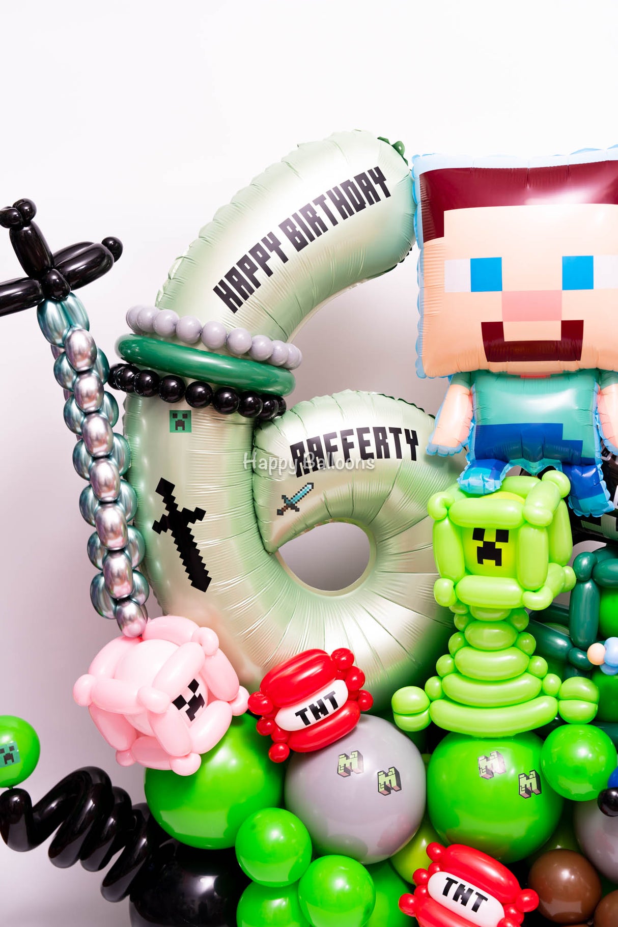 SKU-301042 Minecraft Number Balloon Set + Helium balloons Combo