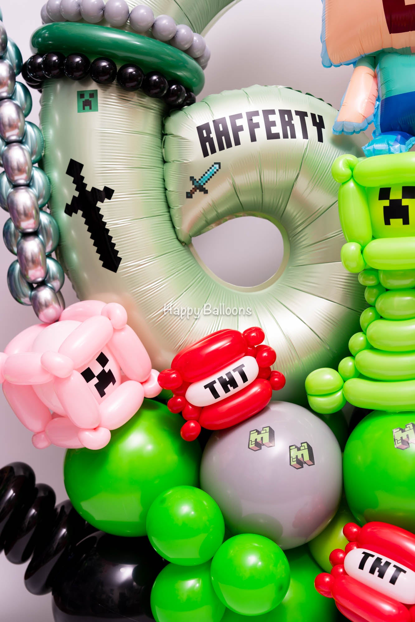 SKU-301042 Minecraft Number Balloon Set + Helium balloons Combo