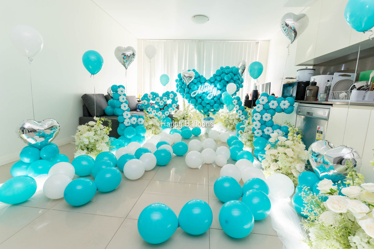 SKU-402016 Wedding/Proposal Balloons heart + Floral arrangements Combo