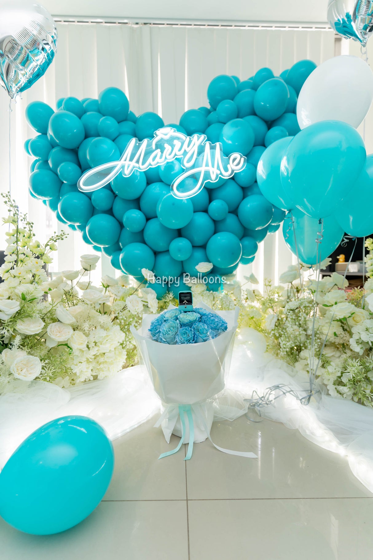 SKU-402016 Wedding/Proposal Balloons heart + Floral arrangements Combo