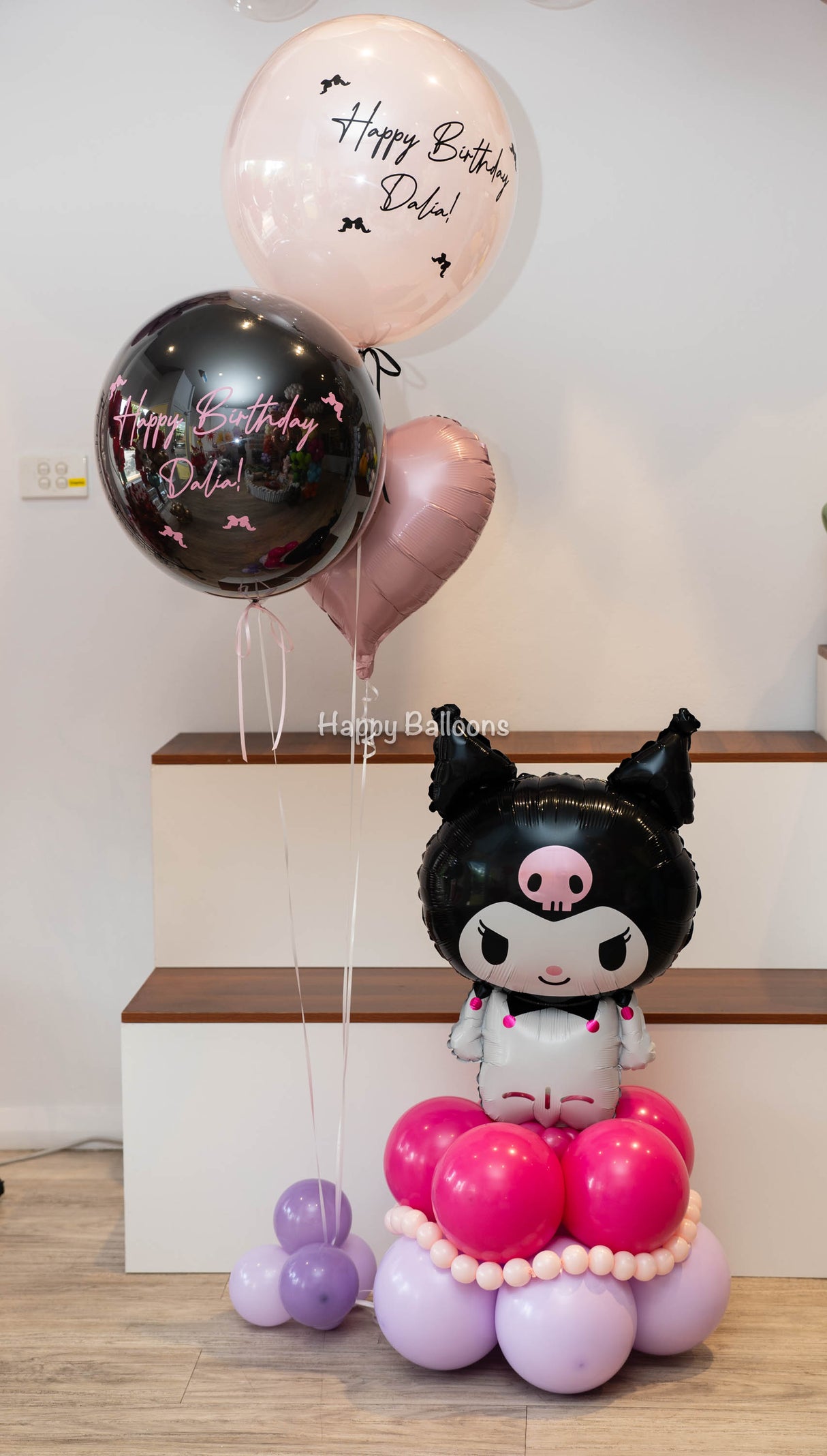SKU-101031 Kuromi Balloon Cake + Helium Balloon Bouquets Combo