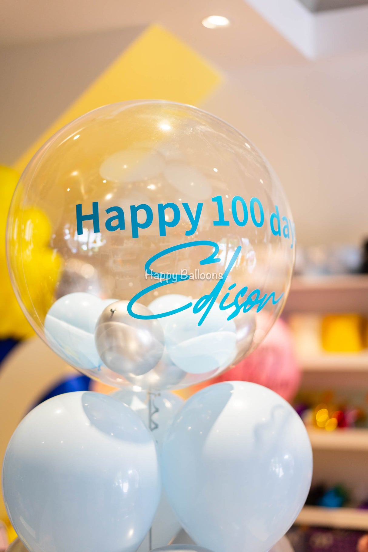 SKU-101041 Bunch of 6 Helium Balloons + 24inch Bubble Balloon Bouquet Set