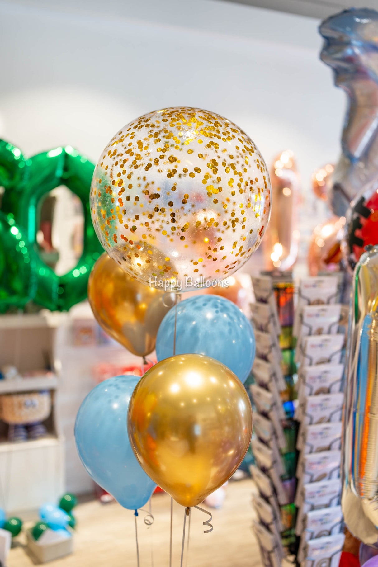 SKU-101011 Bunch of 4 Helium Balloons + 45cm Confetti Bouquet