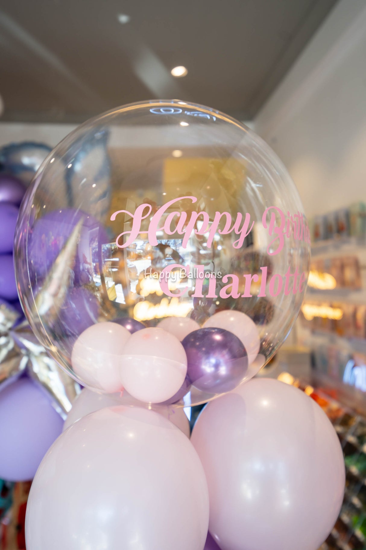 SKU-101041 6 Latex + 24-Inch Stuffed Bubble Helium Balloon Bouquet