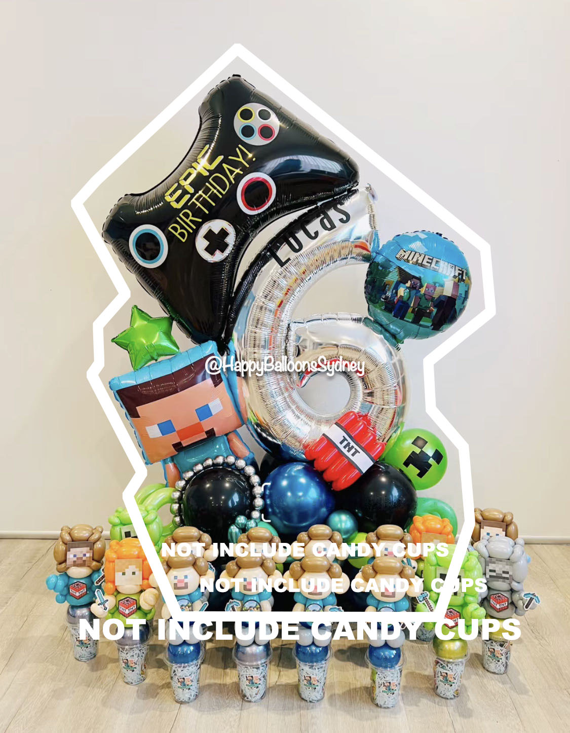 SKU-301009 Number Balloon Set + Helium Balloons Minecraft