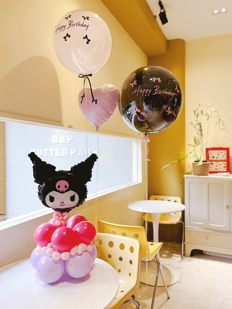 SKU-101031 Kuromi Balloon Cake + Helium Balloon Bouquets Combo