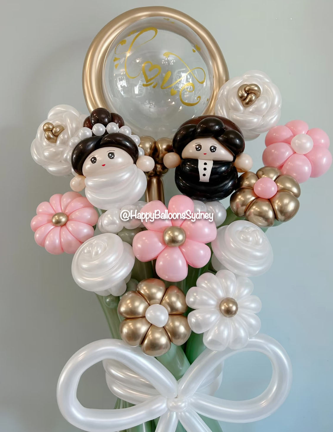 SKU-102039 Wedding balloon flowers bride and groom