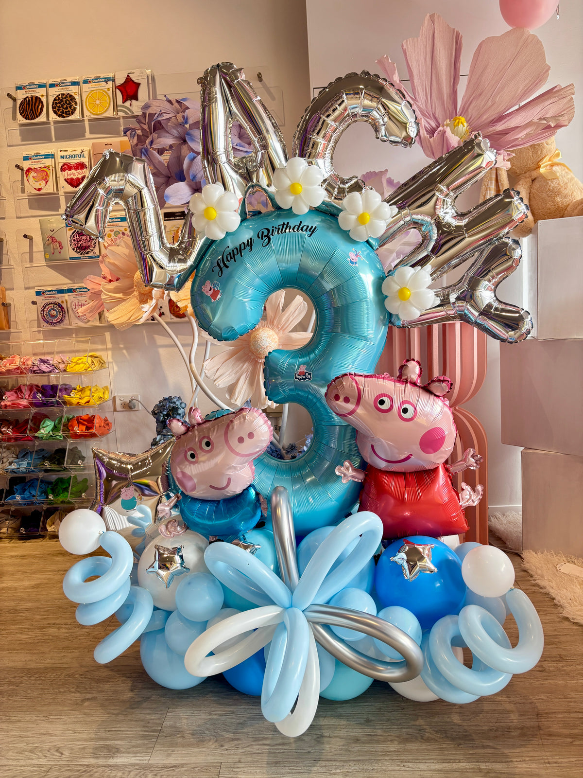 SKU-301046 Peppa Pig Numbers Balloon Set + Helium Balloons