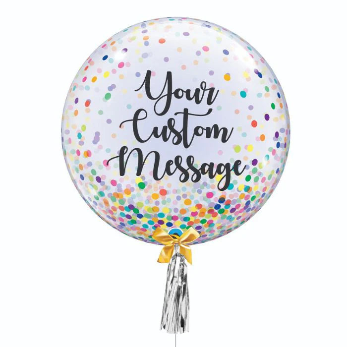 SKU-101014 Helium 60cm Confetti Balloon with Tassels and Ribbon
