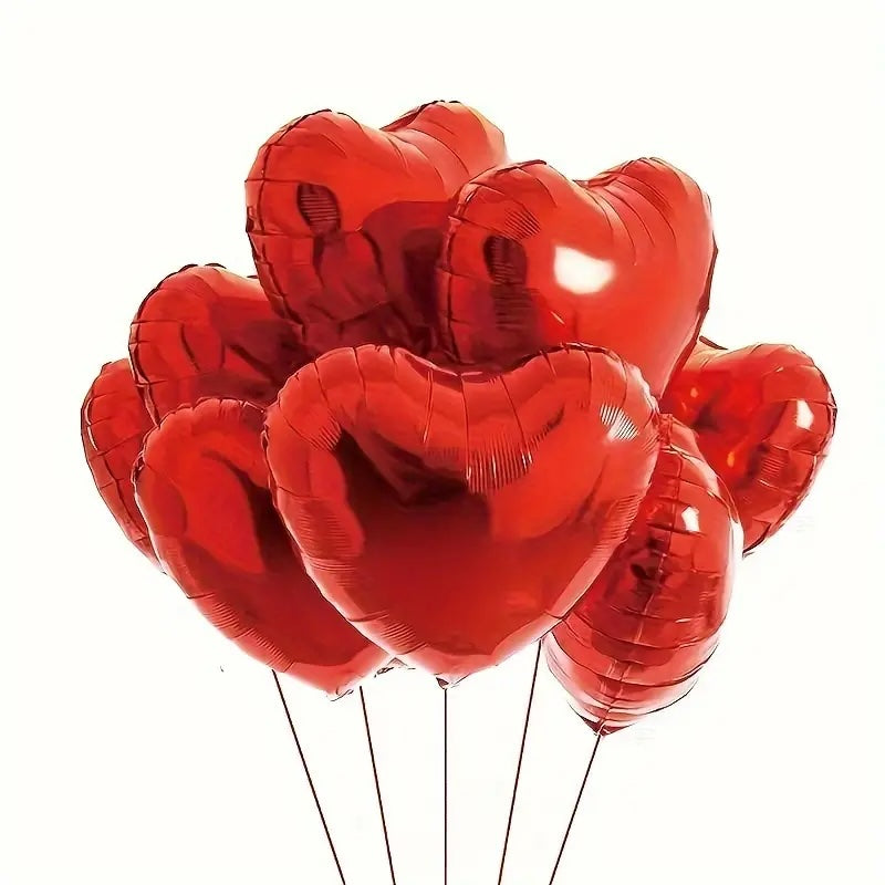 SKU-101035 10 Helium-Filled Heart Foil Balloons