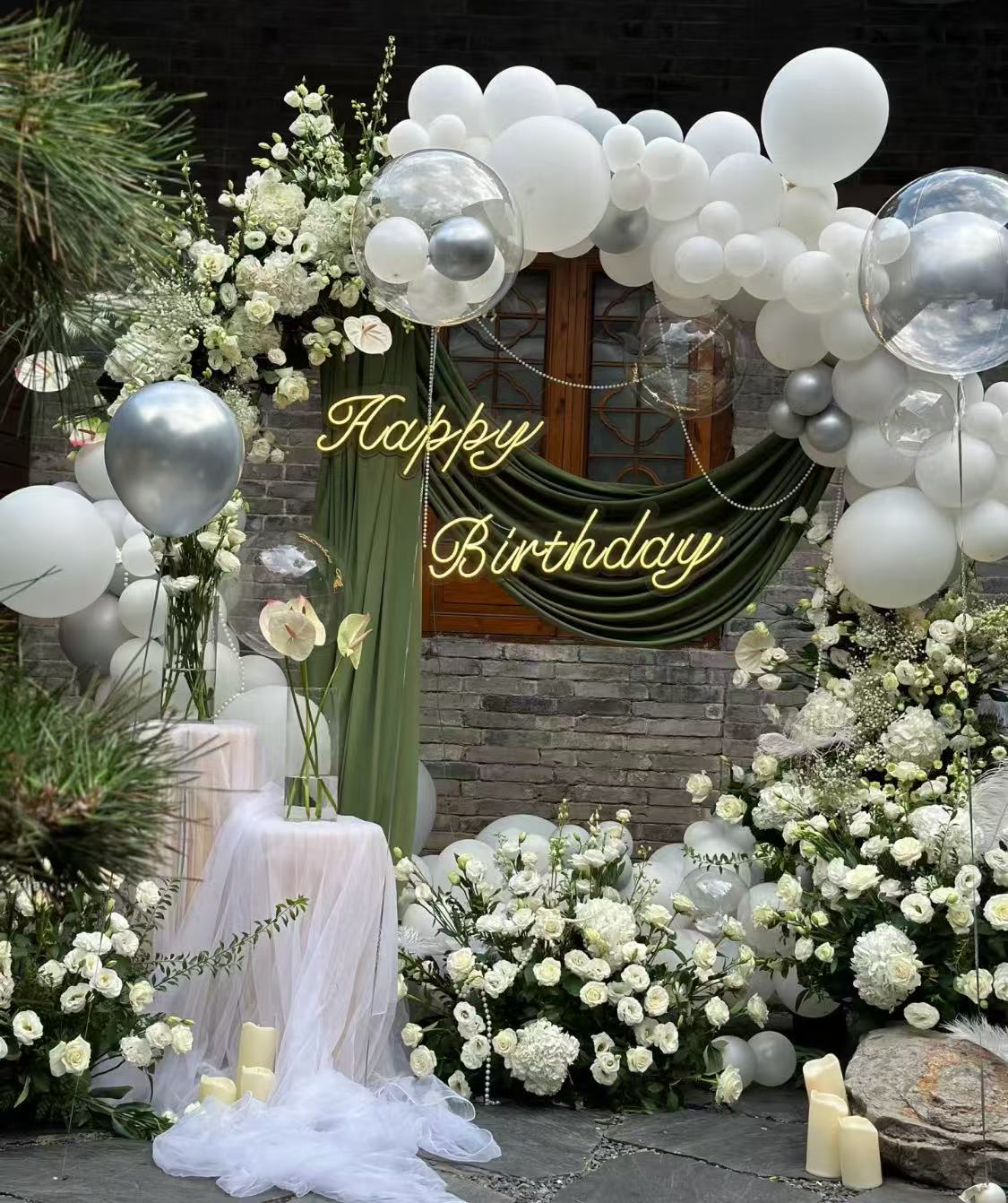 SKU-402005 Balloons and Flowers decorations Combo for Birthday Party