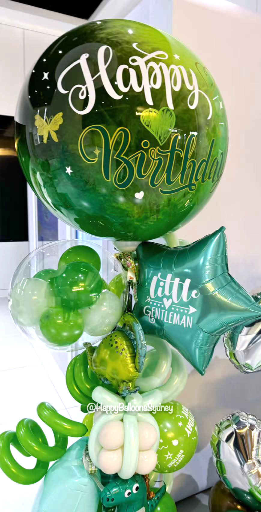 SKU-303001 Green Dyed Balloons set Dinosaur theme
