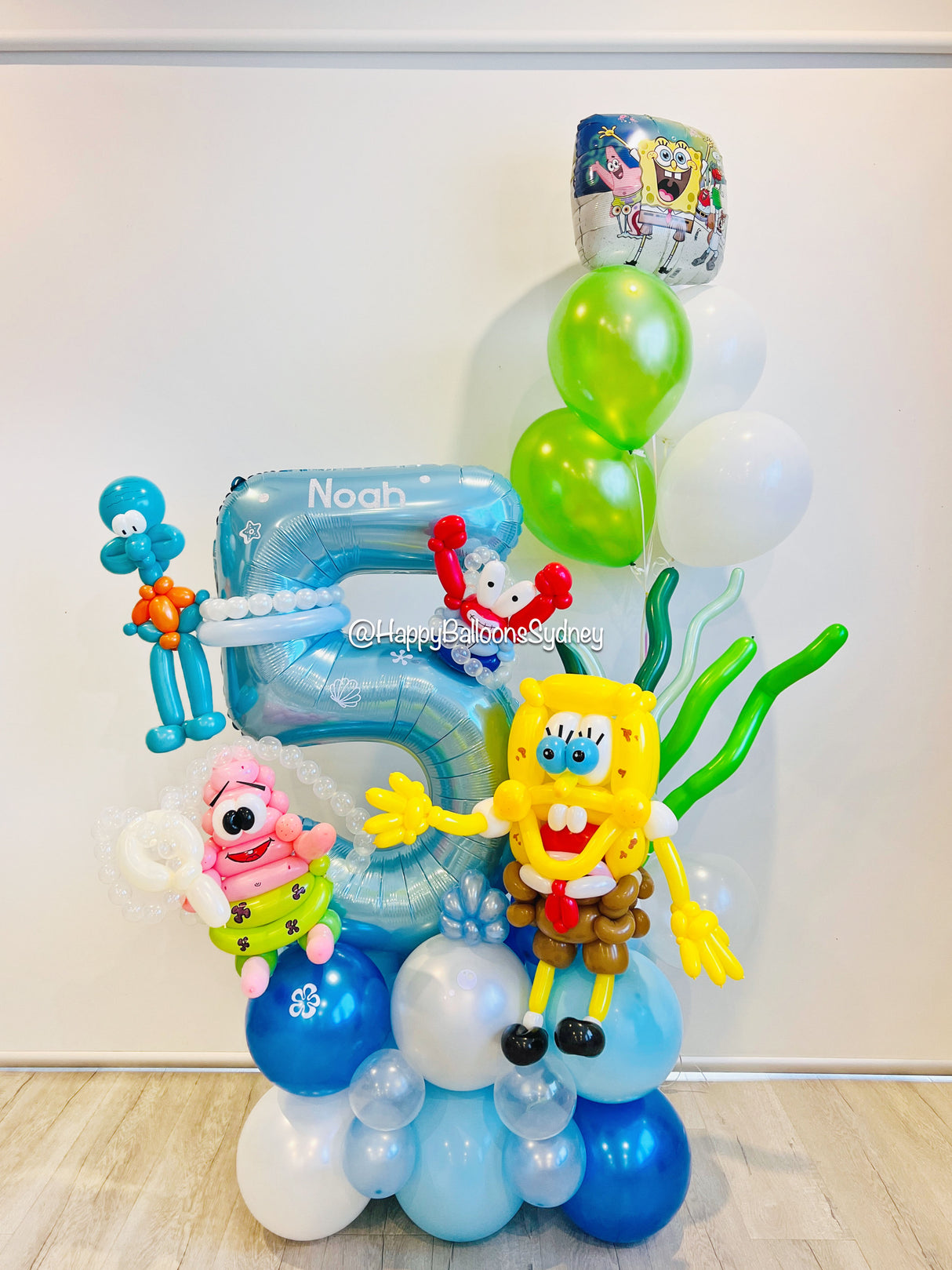 SKU-301005 Number Balloon Set + Helium Balloons SpongeBob