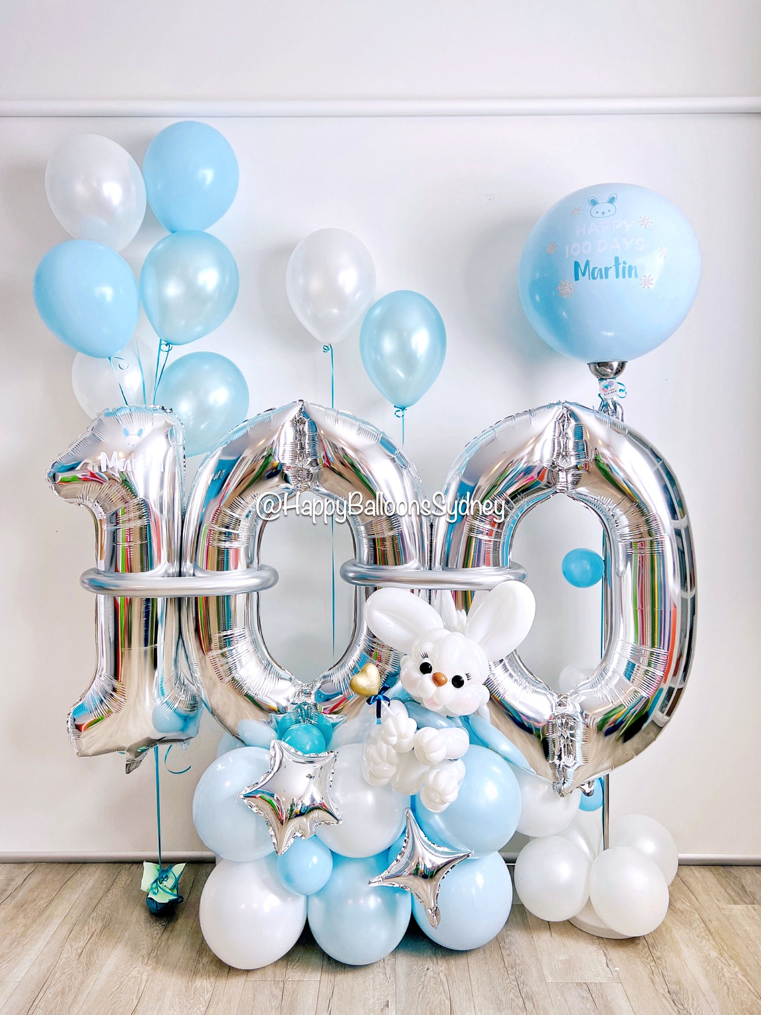 SKU-301007 Number Balloon Set + Helium Balloons Rabbit 100 Days