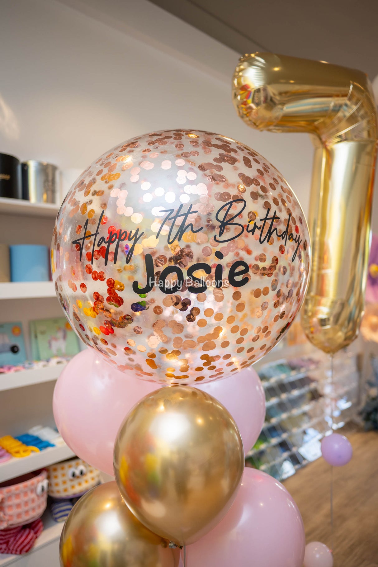 SKU-101010 Bunch of 6 Helium Balloons + 60cm Confetti Balloon Bouquet Set