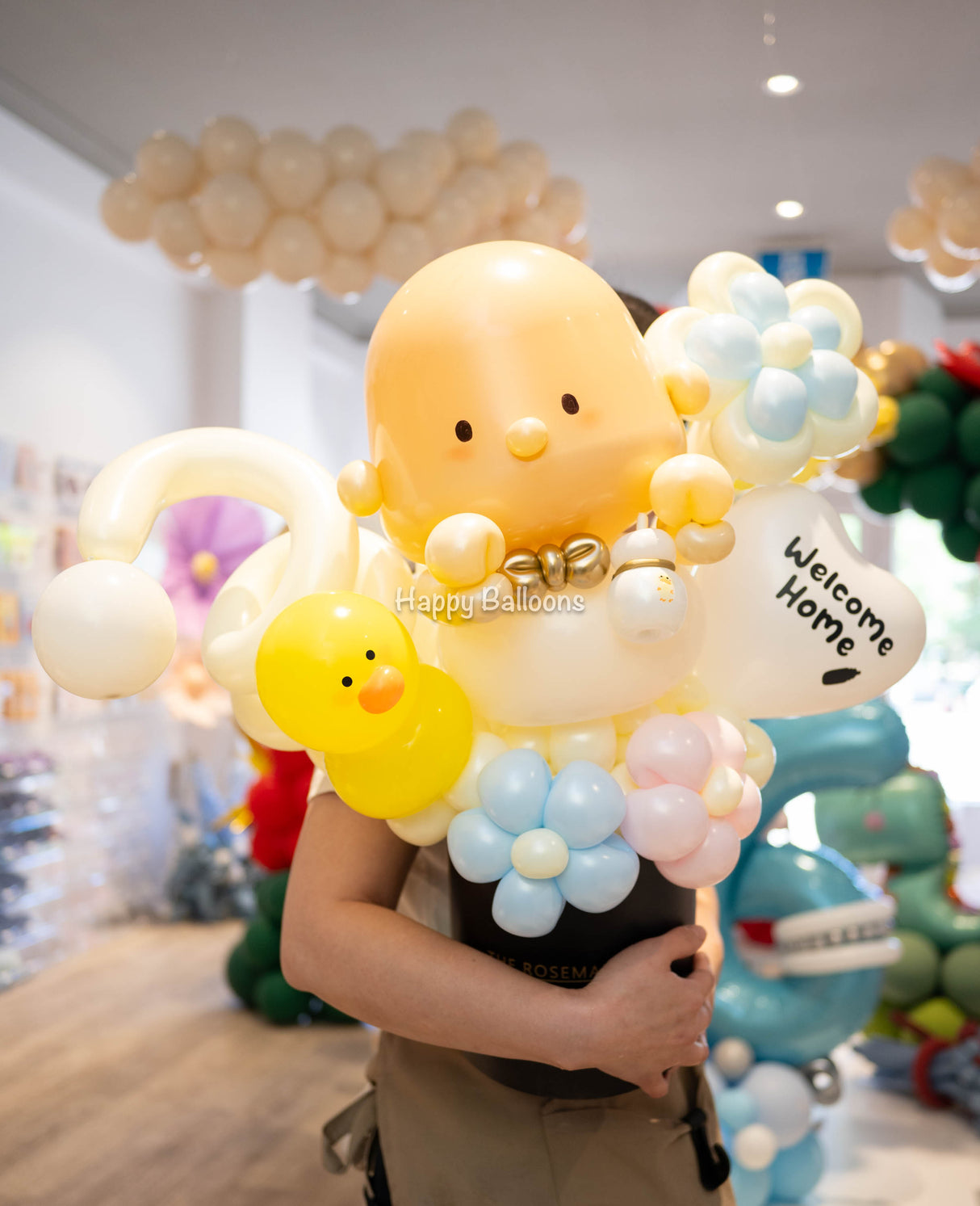 SKU-204002 Balloon baby and flowers gift bucket “Welcome Home”