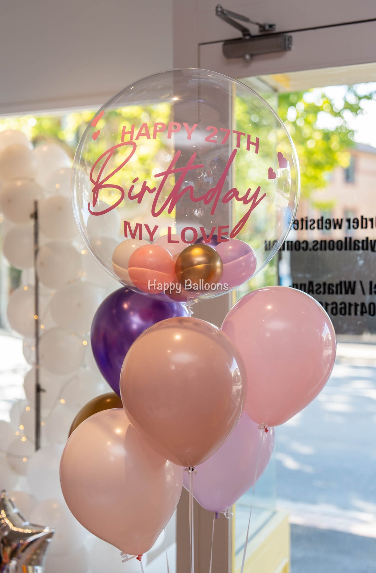 SKU-101041 Bunch of 6 Helium Balloons + 24inch Bubble Balloon Bouquet Set