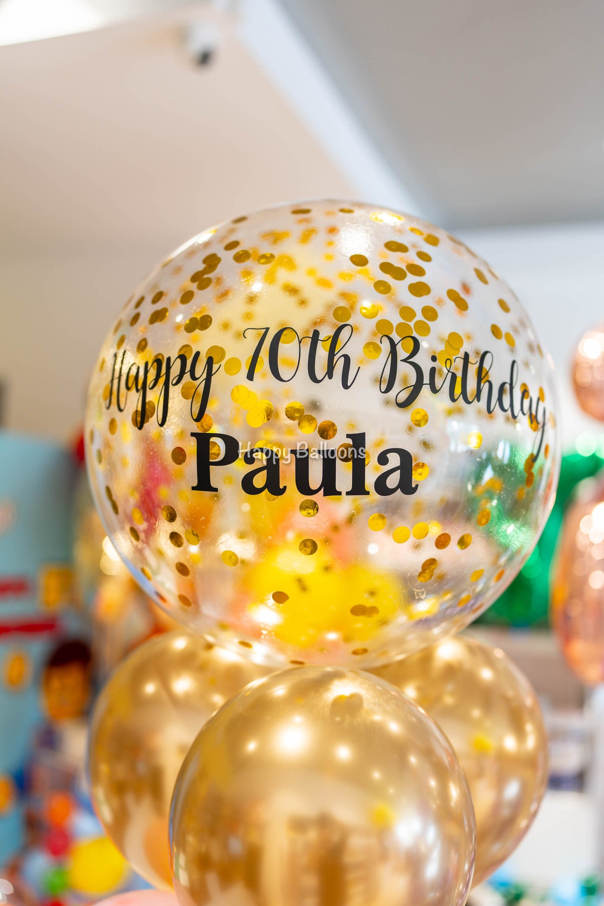 SKU-101010 Bunch of 6 Helium Balloons + 60cm Confetti Balloon Bouquet Set