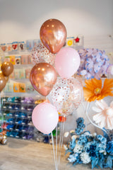 SKU-101006 5 Latex + 2 Handmade Confetti Helium Balloons