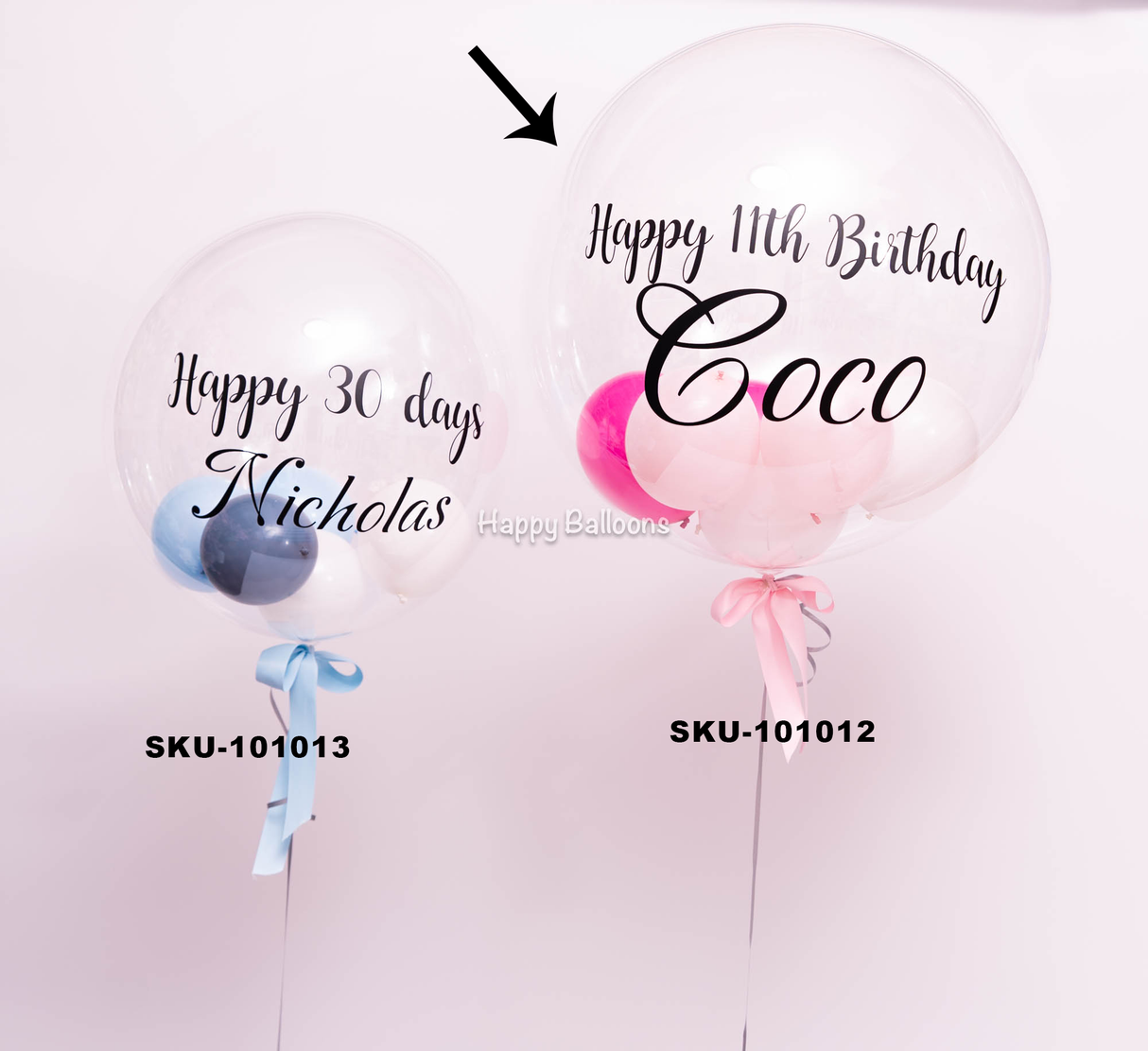 SKU-101012 Helium 60cm Bubble Balloon stuffed with 7 mini balloons