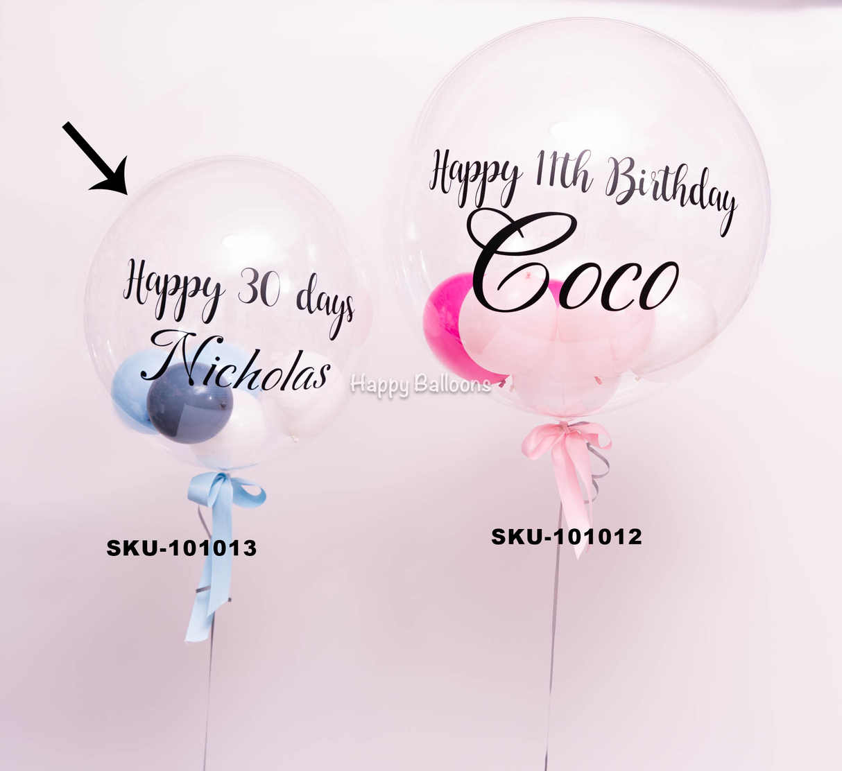 SKU-101013 Helium 45cm Bubble Balloon stuffed with 5 mini balloons