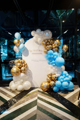 21st birthday balloon backdrop with LED number display in Sydney